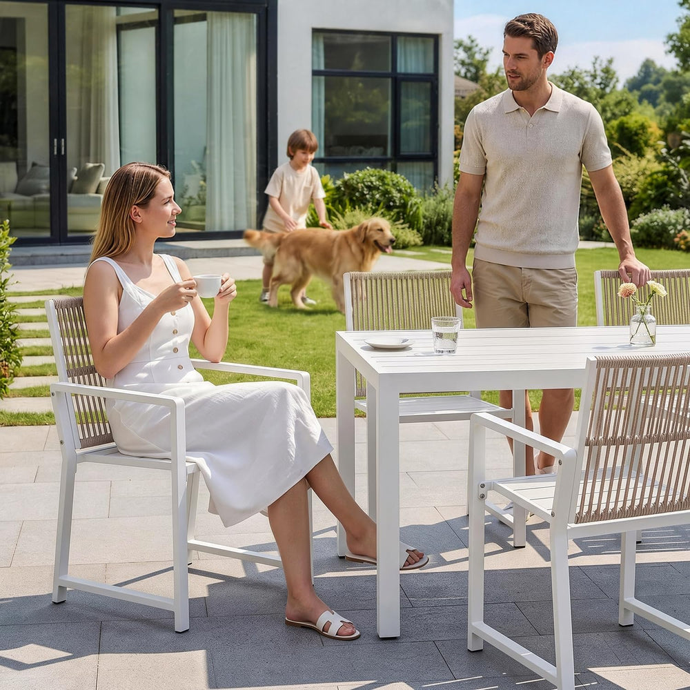 Outdoor HDPE Patio Dining Chairs ，400Lbs，White ，Set of 2