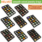 8 Pack Earring Organizer Holder Velvet Jewelry Tray for Drawer Stackable Jewelryy Organizer Divided Display Tray for Earring 144 Grids, Black