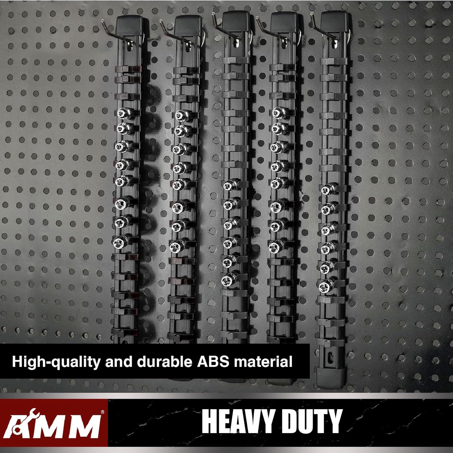 AMM 6-Piece Socket Organizer，1/4 inch Drive ABS Tools-Socket Holder，Heavy Duty Socket Racks，Premium Quality Socket Clip Rail Holder，The best tool trays in the garage