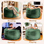 4FT Bean Bag Chair, Bean Bag Chairs for Adults and Kids, Fluffy and Comfy Bean Bag with Velvet Cover, Bean Bag with Memory Foam Filled for Gaming, Living Room, Playroom (Green)