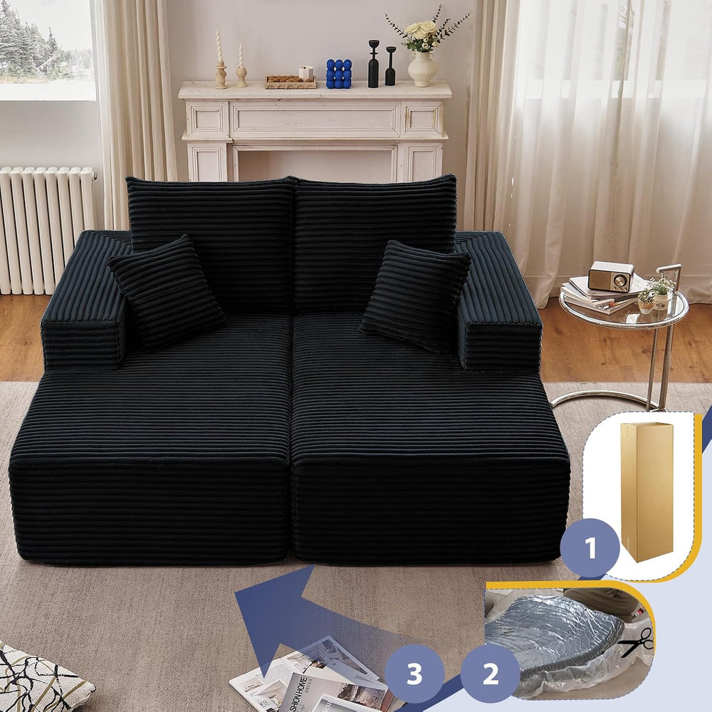 75"Oversized Chaise Lounge Chair,Sectional Double Lounge Chaise with Pil...