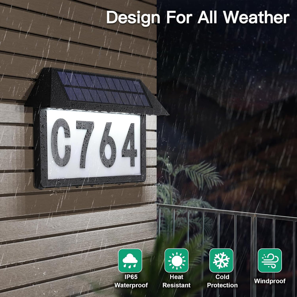ASOMST Solar Address Sign, Lighted House Numbers Waterproof, 3-Light Modes