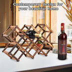 Freestanding Wine Rack, Holds up to 10 Bottles, Foldable Countertop & Cabinet Wine Holder – Wine Rack for Red Wine, Water Bottles, and Drink Storage, No Assembly Required
