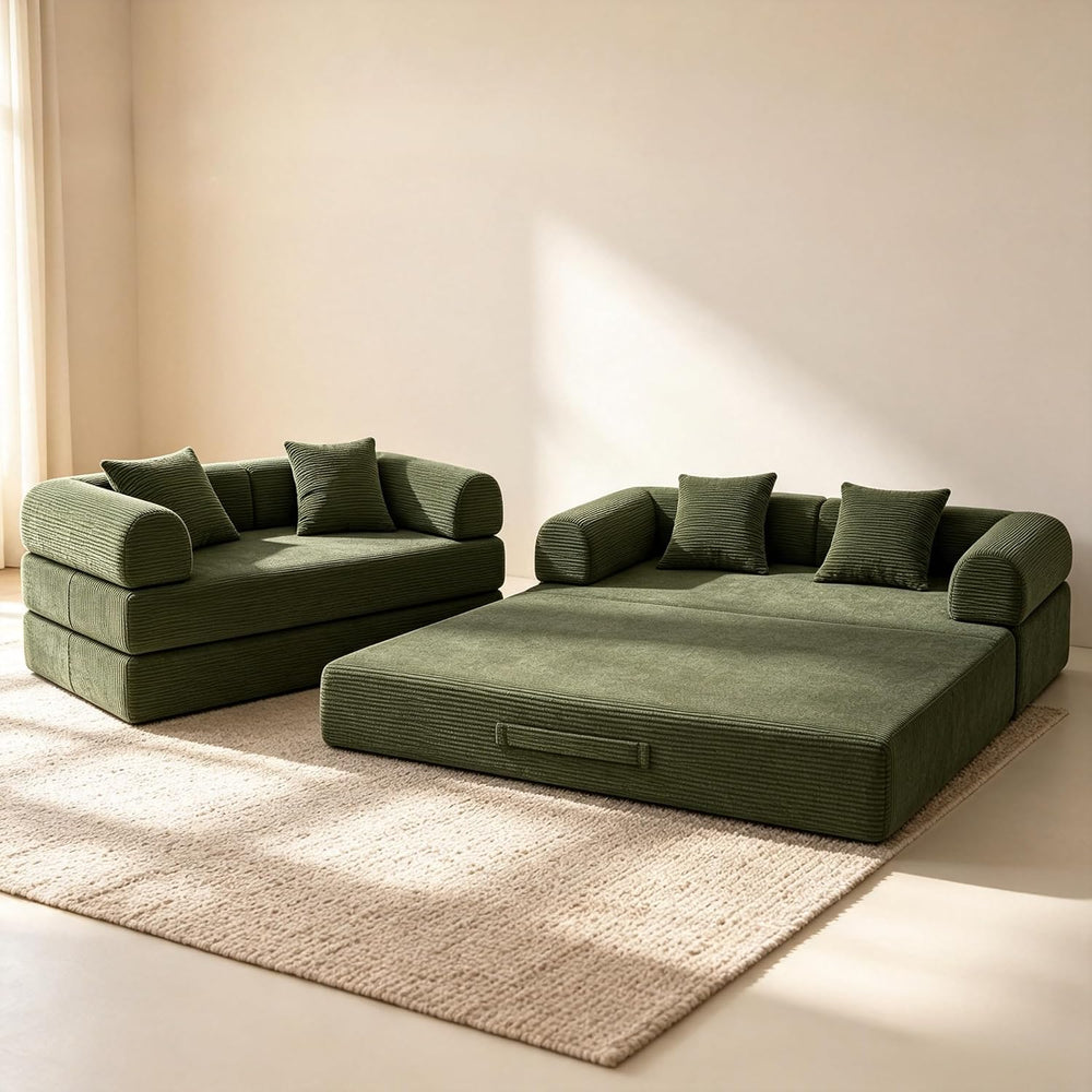 Compressed Modular Sectional Sofa Couch,No Tools Assembly | Convertible bed mode