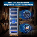 Wine Fridge 24 Inch, 190 Bottles Freestanding or Built-in Wine Cooler Refrigerator with Sliding Rail Shelves, Professional Wine Cellar Low Noise with Upgraded Reversible Door