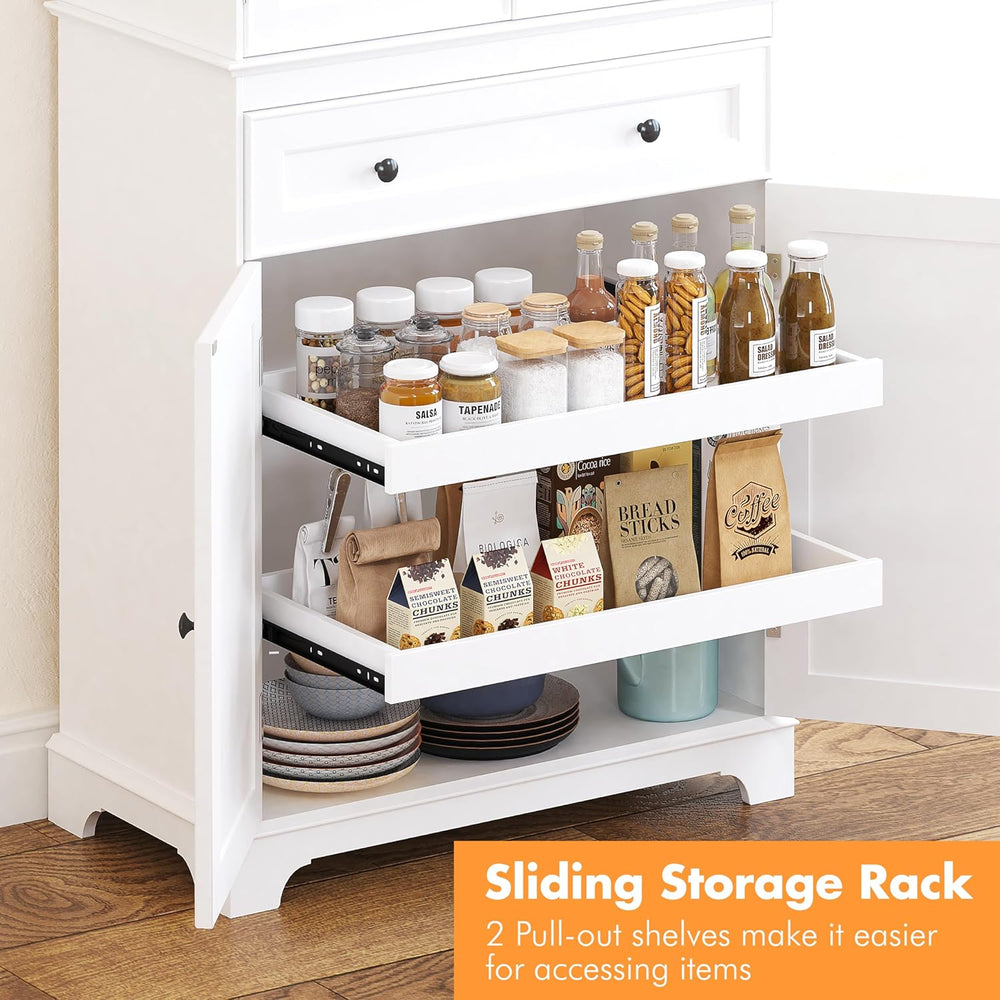 Spirich 71'' Tall Kitchen Pantry Cabinet, Wood Food Pantry Cabinet wi...