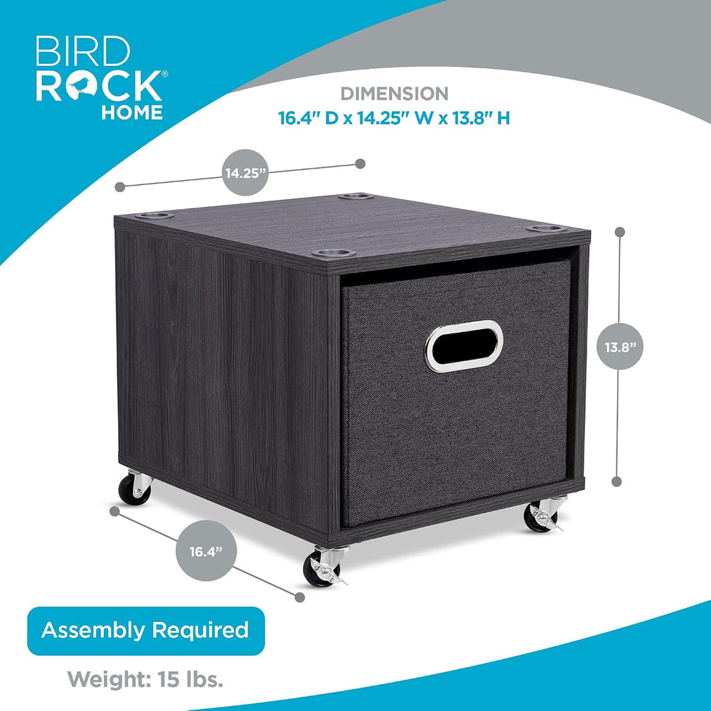 BIRDROCK HOME Rolling File Cabinet – Decorative Storage Shelf w/Removable Bin...