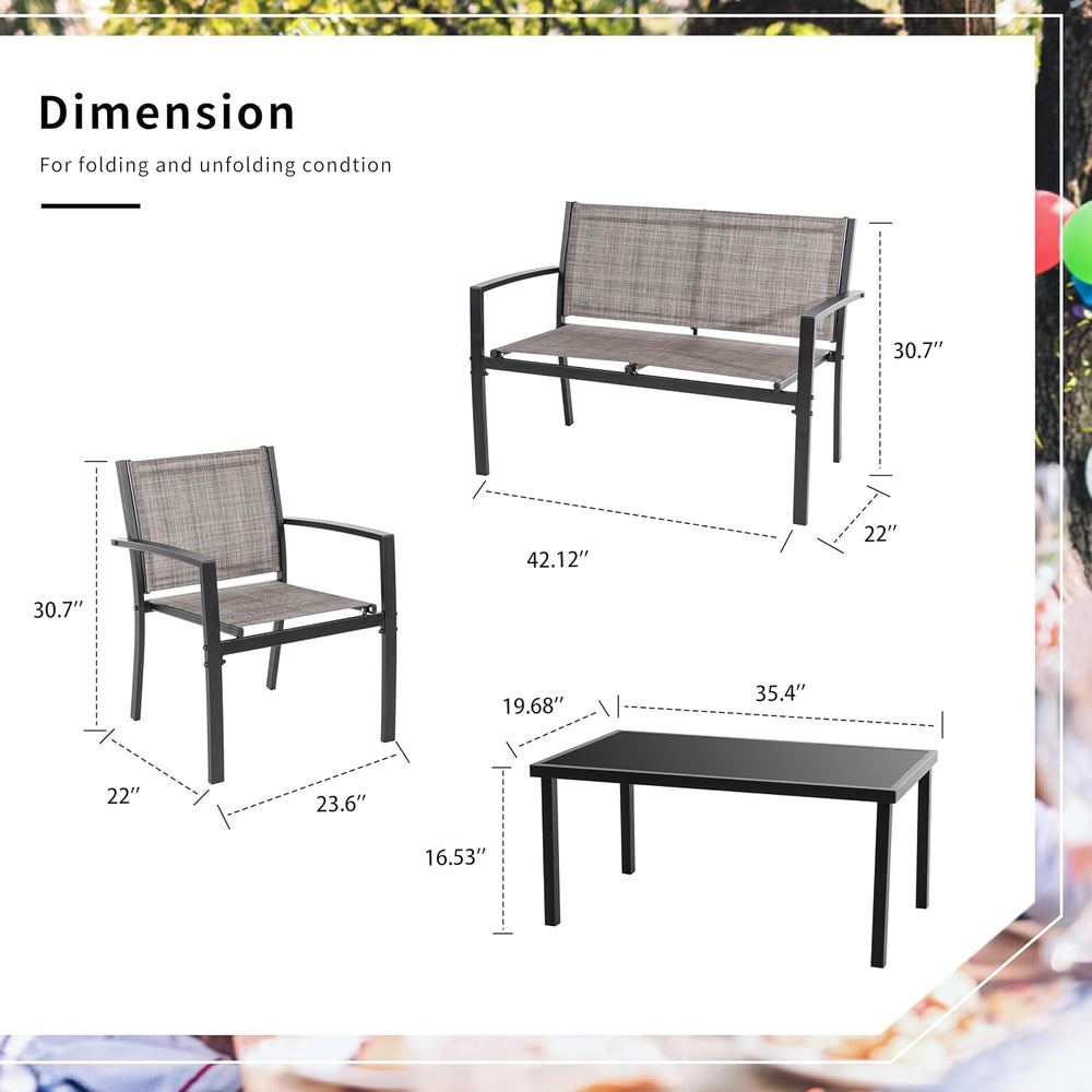 Shintenchi 4 Pieces Patio Furniture Set All Weather Textile Fabric Outdoor Co...