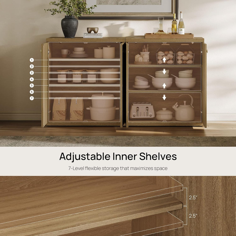 SICOTAS Buffet Cabinet with Storage, 34" Tall Modern Farmhouse Sideboard...