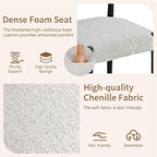 VKNOW Wooden Dining Chairs Set of 6, Modern Upholstered Dining Room Chairs with Black Rubberwood Legs and Curved Backrest, Fabric Kitchen Chairs for Dining Room, Heathered Off-White(Black Legs)