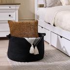 Extra Large Nursery Storage Basket, 22 x 22 x 14 inches - 100% Cotton Rope Baskets with Handles, Blanket Basket for Toys, Blankets & Pillows - Inner Black