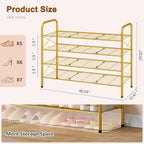 Hoctieon 4 Tier Mesh Style Shoe Rack, Entryway Shoe Shelf, Shoe Storage Organizer, Shoe Rack for Closet, Space Save for Bathroom, Garage, Hallway, Bedroom, Living Room, Gold