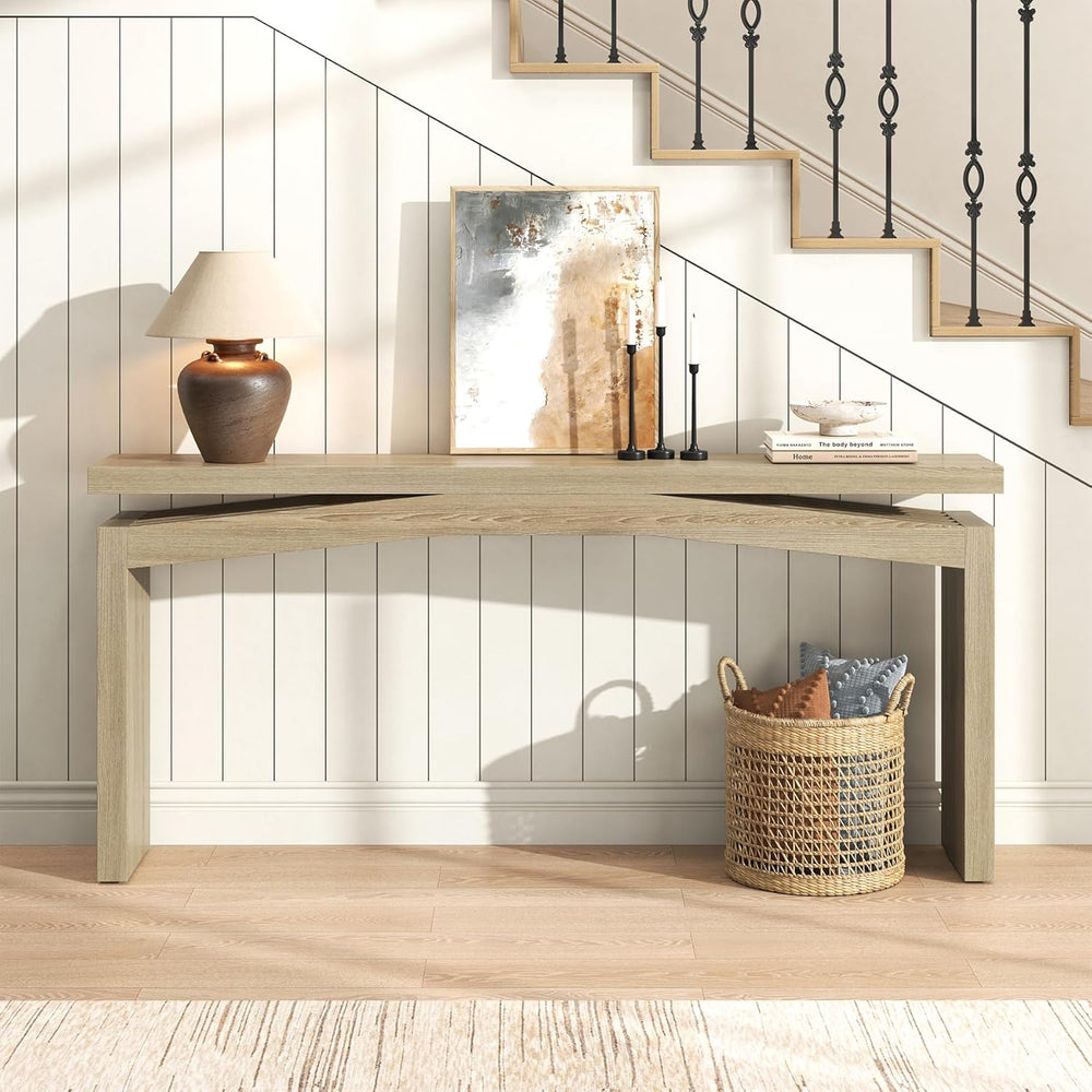 Epecoya 63 Inch Console Table for Entry Way Modern, Light Tan Wood | Farmhous...