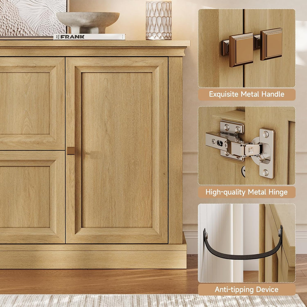 ONBRILL 63" Large Buffet Cabinet with Storage, Farmhouse Sideboard Cabin...