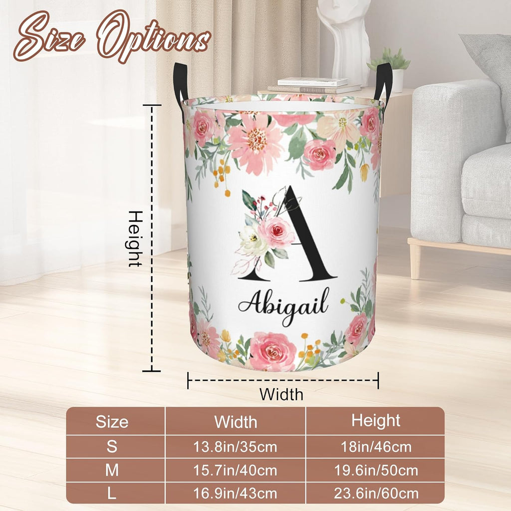 Custom Name Laundry Hamper, Personalized Laundry Basket with Name for Boys Girls Kids Men Women, Customized Name Dirty Clothes Basket Gifts for Clothes Toy Bathroom Bedroom Laundry Room Dorm