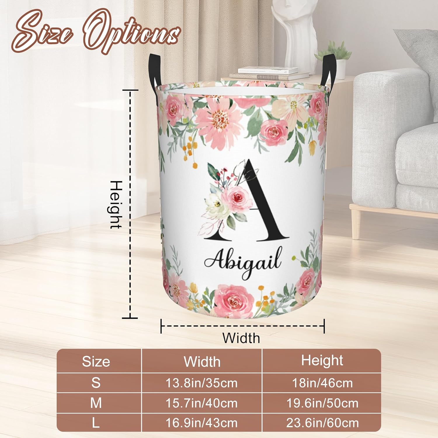 Custom Name Laundry Hamper, Personalized Laundry Basket with Name for Boys Girls Kids Men Women, Customized Name Dirty Clothes Basket Gifts for Clothes Toy Bathroom Bedroom Laundry Room Dorm