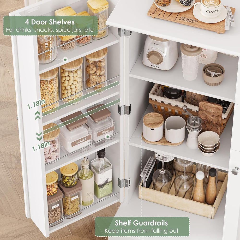 BOTLOG 72" Tall Kitchen Pantry Storage Cabinet with 4-Tier Door Shelves ...