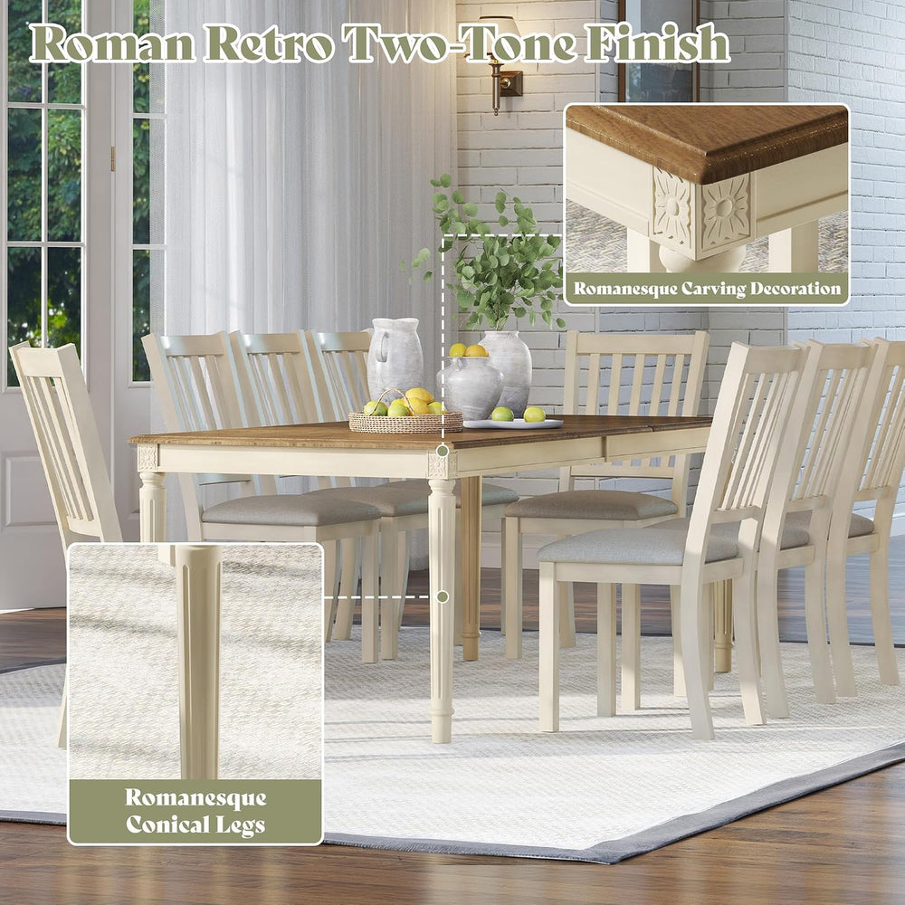 AMERLIFE 79 Inch Farmhouse Dining Table for 6 to 8, Large Rectangular Solid W...