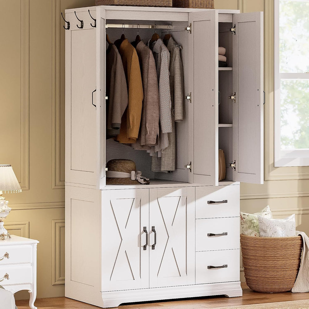 LIKIMIO Wardrobe Cabinet with Drawers and Doors for Bedroom and Guest Room