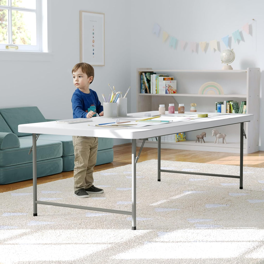 BizChair 4.93-Foot Kid's Granite White Plastic Folding Table