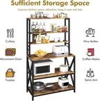 Yaheetech 6-Tier Bakers Rack,31.5“Coffee Bar,Microwave Stand,Rustic Brown | Farmhouse Microwave Oven Stand Cabinet for Small Spaces, Corner Organizer Storage Shelf for Spices and Pots