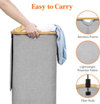 Lifewit 100L Laundry Basket with Lid, Clothes Hampers for Laundry with Bamboo Handles and A Removable Laundry Bag, Large Foldable Hamper for Bedroom, Bathroom, Dorm, Laundry Room, Light Gray