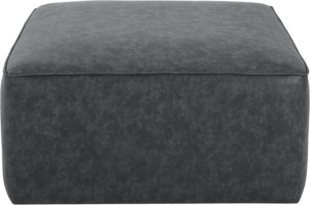 Christopher Knight Home Ellis Faux Leather Ottoman Footstool, Square Pouf Pou...