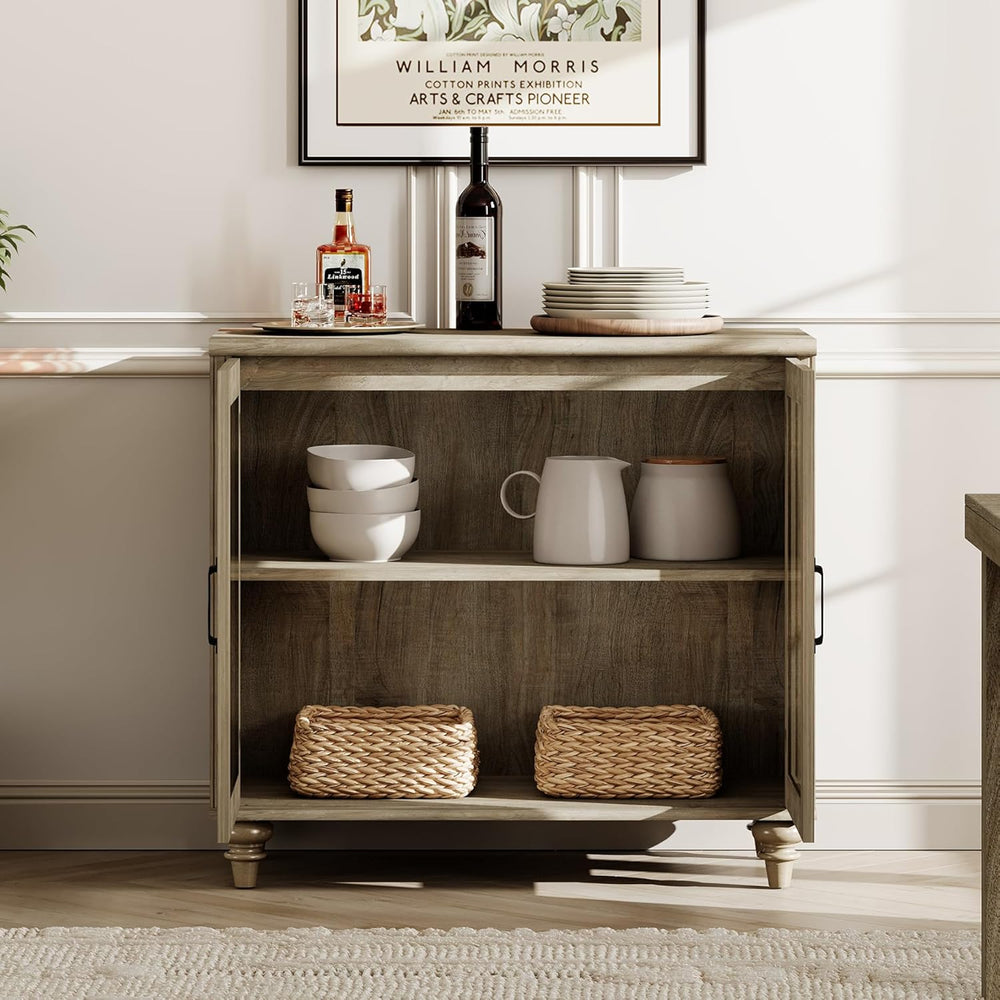 WAMPAT Farmhouse End Table with Ample Storage, Set of 2 Large Mid Century Mod...