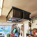 Overhead Garage Storage Rack, Heavy Duty Ceiling Storage Rack, 17 Inch Adjustable Overhead Tote Storage Rail System, 8 Sets for 7 Bins