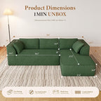 Vesgantti 106" Cloud Sectional Couch with Chaise, Deep Seat Modular Sectional Sofa Chenille Memory Foam Sofa Boneless Couches for Living Room Bedroom, No Assembly Required (Green, Right-Facing Chaise)