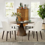 COLAMY Upholstered Dining Chairs Set of 2, Modern Fabric Dining Room Kitchen Side Chair with Padded Seat and Wood Legs for Restaurant/Cafe, Beige