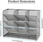 Marbrasse Mesh Desk Organizer, Multi-Functional Pen Holder, Desktop Stationary Organizer, Storage Rack for School, Home, Office, Art Supplies (Mesh Pen Holder-Silver)