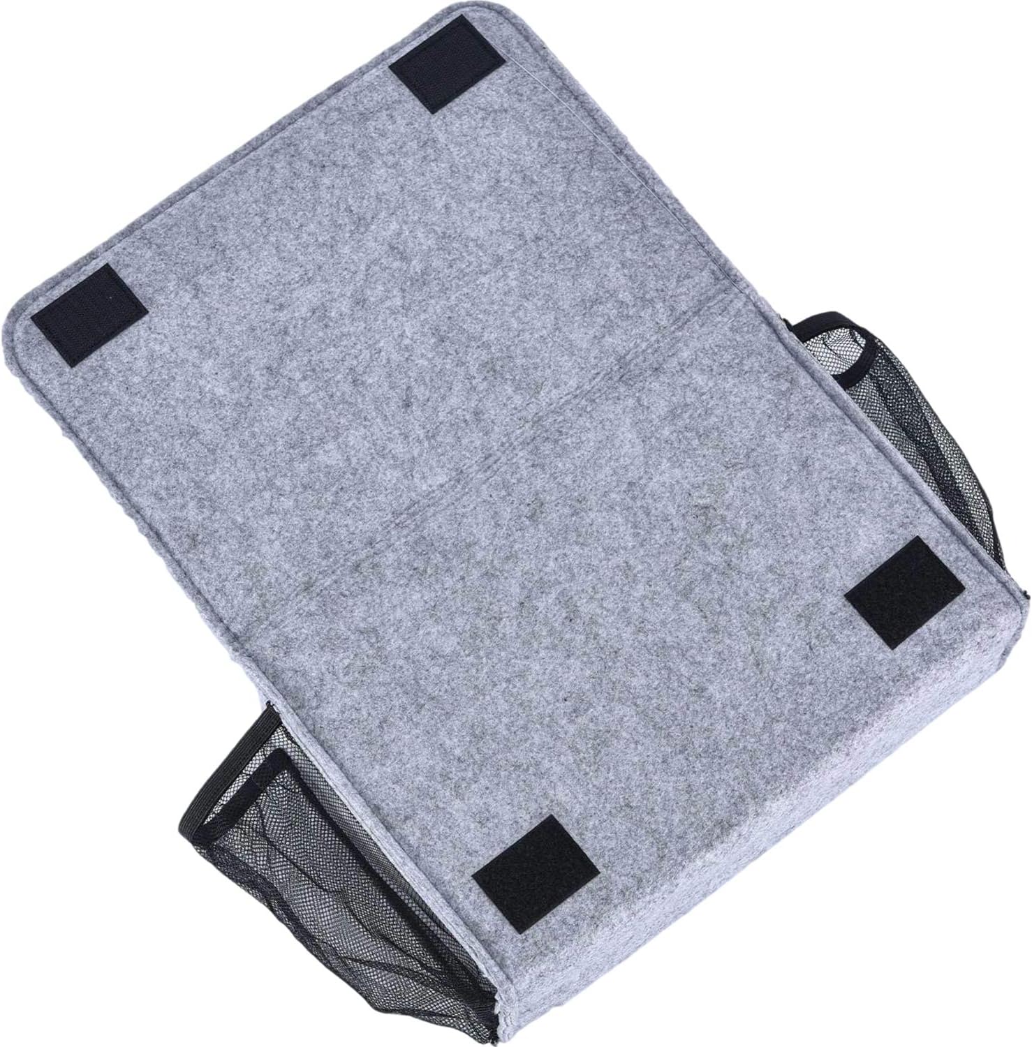 Bedside Caddy, Large Size Storage Organizer with 8 Pockets - Perfect for Magazine, Remotes, Phone (13.4'' x 18.1'', Light Grey)