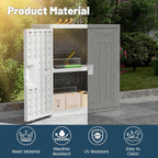 Amopatio Outdoor Storage Cabinet Waterproof with 1 Shelf, Patio Storage Shed All Weather Use for Lawn Care Accessories, 19.7" D x 29.5" W x35.4 H, Gray