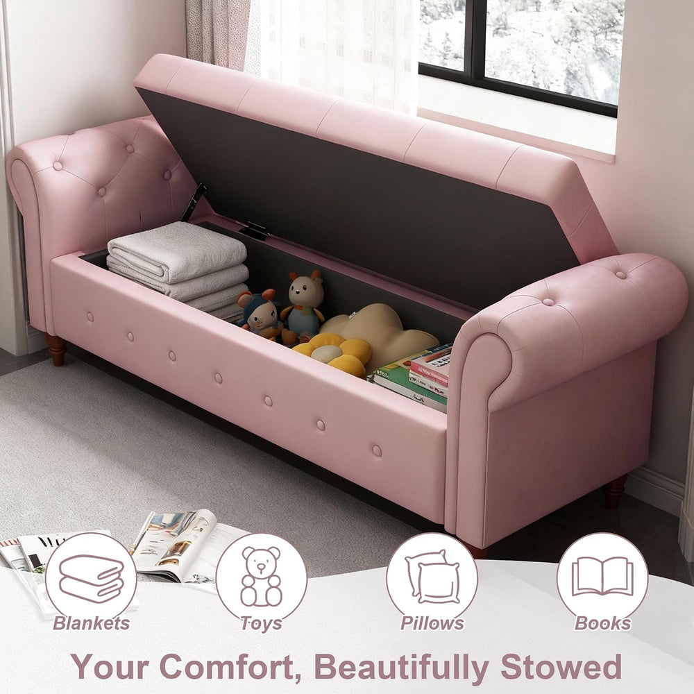 GNIXUU Ottoman with Storage Bench for Bedroom, 63" Velvet Upholstered En...
