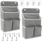 2-Pack Hanging Storage Organizer, Over The Door Hanging Bags/Wall Baskets Storage with Pockets for Home, RV, Office and More (2, Grey)