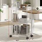 STARLATTA 3 Tier Rolling Cart with Lockable Wheels, Clear Acrylic Utility Trolley with Handle, Heavy-Duty Storage Organizer for Kitchen Bathroom Nursery Laundry - Snack Book Craft Organizer (Clear)