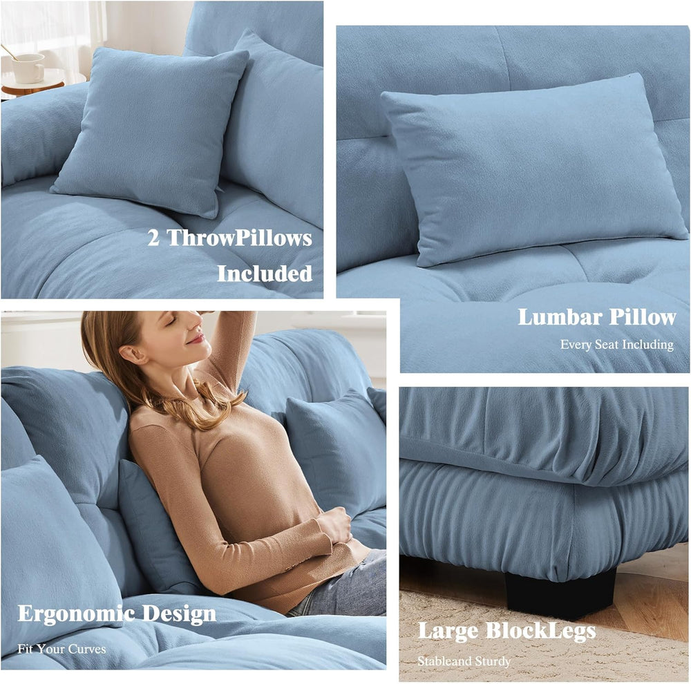 Oversized Modular Velvet Sectional Cloud Sofa Couch with Movable Ottoman,Corn...