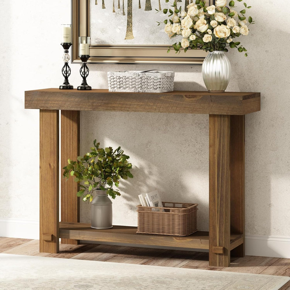 HOKYHOKY Solid Wood Console Table for Entryway, 42.5" Farmhouse Entryway...