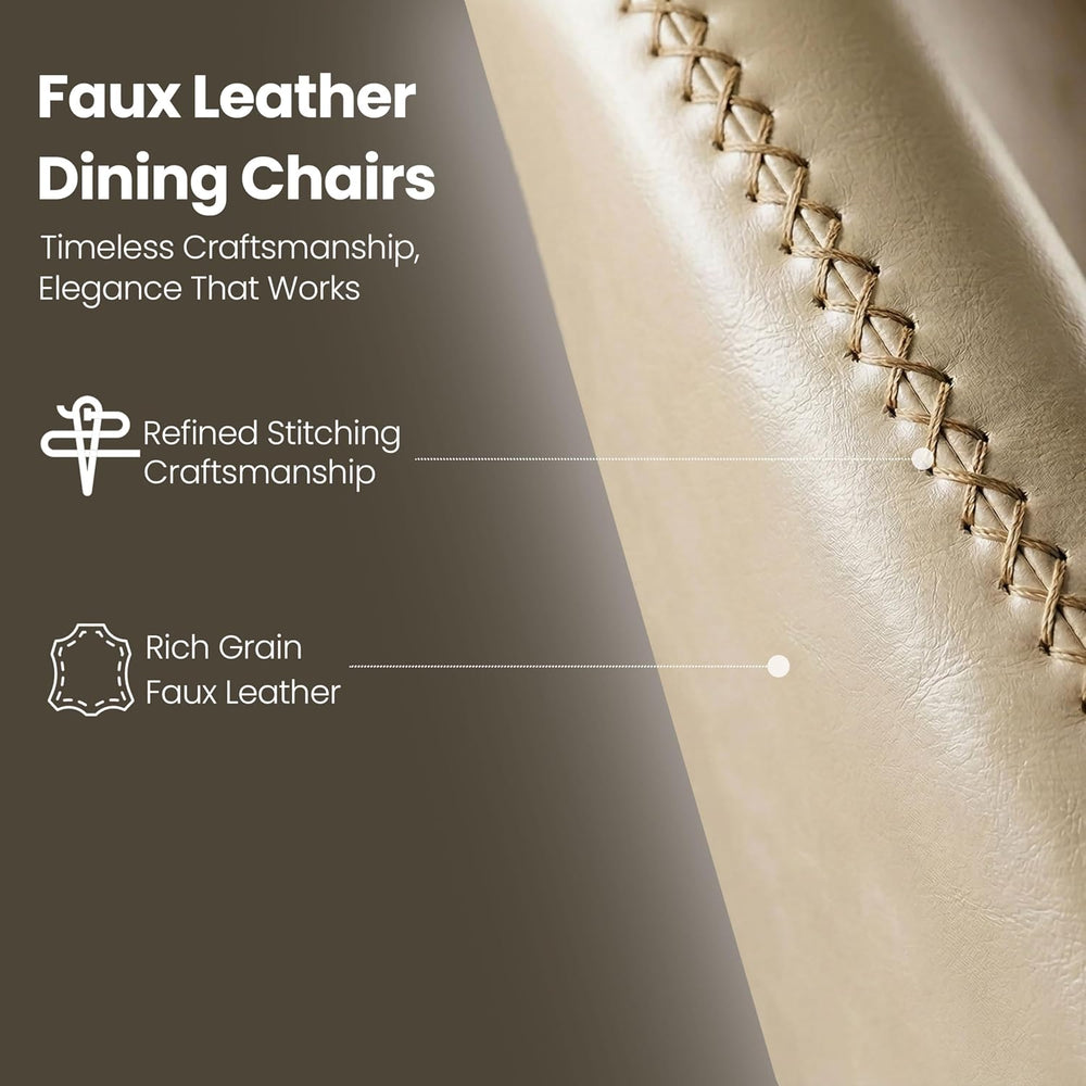 Leather Dining Chairs Set of 4, Modern Dining Room Chairs with Curved Backres...