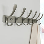 SKOLOO Coat Rack Wall Mounted - 6 Hooks, Pack of 2, Heavy Duty, Stainless Steel, Metal Wall Hanger, Sturdy Coat Hooks for Hanging Coats, Jacket, Clothes, Hat, Matte Grey