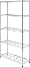 Whitmor 5 Tier Shelving Unit, Metal Storage Shelves, 400 lbs Capacity per Shelf, 2000 lbs Total, Adjustable Heavy Duty Shelf, Easy Assembly for Kitchen, Garage, Plant, 36" L x 14" W x 72" H, Chrome