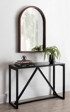 Kate and Laurel Hutton MidCentury Modern Farmhouse Arch Mirror, 24" x 36", Walnut Brown Finish