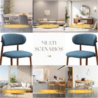 Kitchen Dining Chairs Set of 2 Modern Soft Linen Farmhouse Dining Room Chair, Blue/Walnut