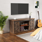 YESHOMY TV Stand for Televisions up to 65 Inches, with Sliding Barn Doors and Storage Cabinets, Console Table and Media Furniture for Living Room, 58 Inch, Barnwood