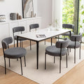 Boucle Dining Chairs Set of 6, Mid Century Modern Dining Room Chairs with Metal Legs, Upholstered Kitchen Chairs for Dining Room, Kitchen (Grey)