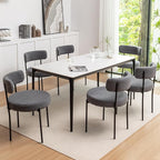 Boucle Dining Chairs Set of 6, Mid Century Modern Dining Room Chairs with Metal Legs, Upholstered Kitchen Chairs for Dining Room, Kitchen (Grey)