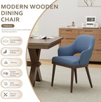 Wooden Dining Chairs Set of 2, Modern Fabric Upholstered Dining Room Chair, Kitchen Side Chairs, Farmhouse Dinner Chair with Open Back for Kitchen, Blue
