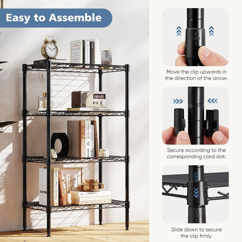 DUMOS 4-Tier Metal Wire Storage Shelves, Adjustable Standing Storage Rack She...