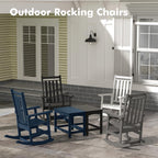 LETKIND Oversized Outdoor Rocking Chairs Set of 2,All Weather Rocker Chair with More Comfortable Seat Panel for Porch Patio Outside(Grey)